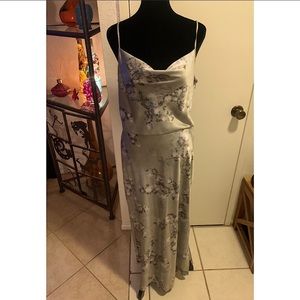 Vince Women's Green Hazy Blossom Cowl Neck Slip Dress Size 10